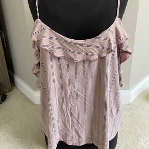 American Eagle pink and white off the shoulder top